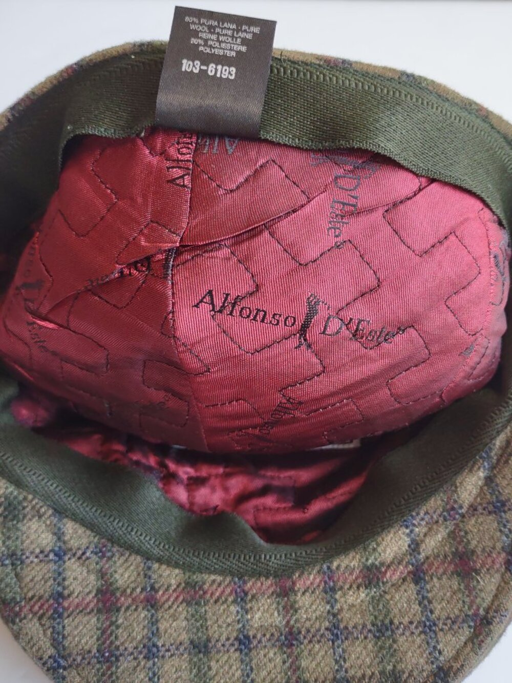 Goorin Bros Italy Glen Plaid Wool Newsboy Cap Alfonso D'Este Size 55  US 6 7/8 - Picture 10 of 14